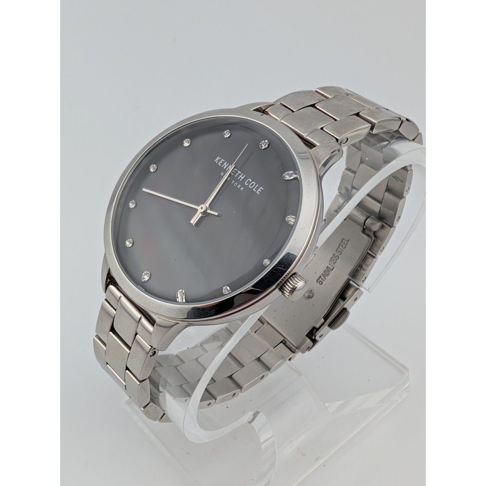 Kenneth Cole New York Watch Women 38mm Case 7.75" Silver Band- New Battery - Picture 2 of 7